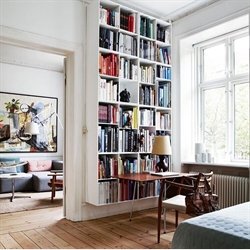 Stor KVADRAT reol med 4 rum - hvidmalet birk